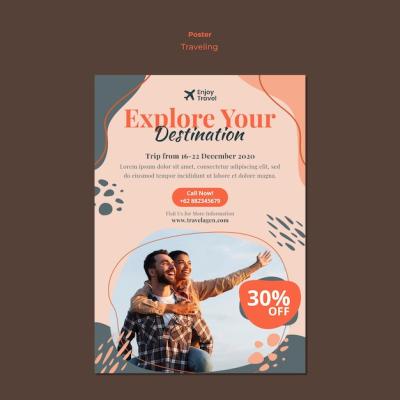 Vertical Poster Template for Backpack Traveling Couple – Free Download