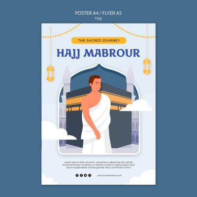 Flat Design Hajj Season Poster Template – Free Download