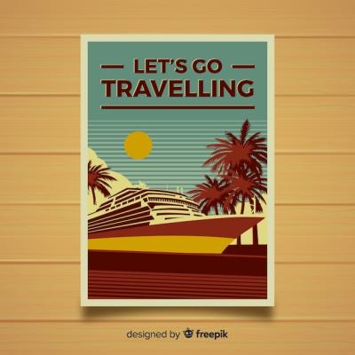 Flat Vintage Travel Poster – Download Free Stock Photo