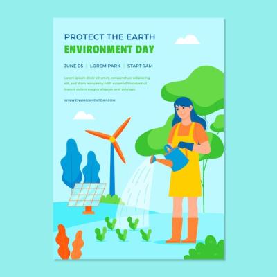 Flat Vertical Flyer Template for World Environment Day Celebration – Free Download