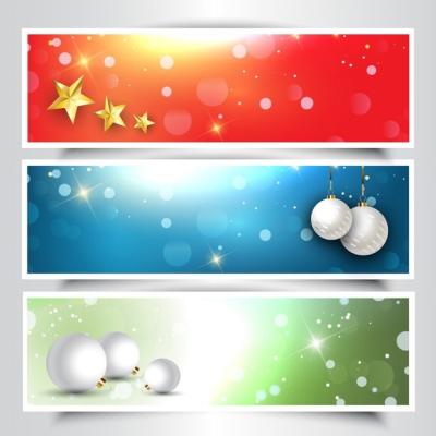 Decorative Christmas Headers – Free Download for Vector Templates