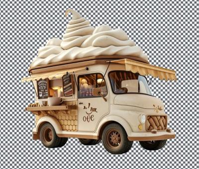 Marvelous Coffee Truck Design on Transparent Background – Free to Download