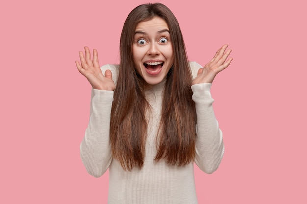 Surprised Expression of Excited Woman with Long Hair – Free Stock Photo, Download Free