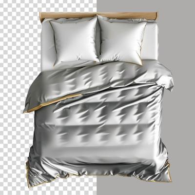 Classic Golden Gray White Bedding Set PNG Isolated on Transparent Background – Free to Download