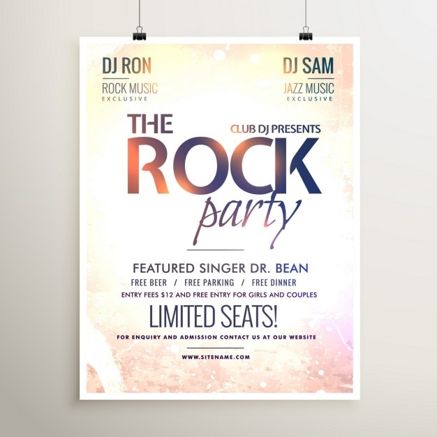 Rock Party Poster – Free Download of Vector Template