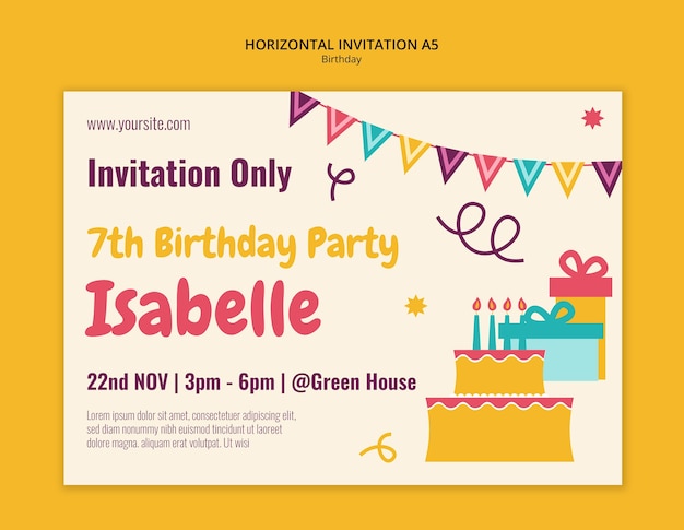 Happy Birthday Celebration Invitation Template – Free Download