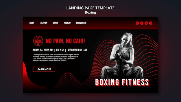 Boxing Landing Page Template with Photo – Free Download