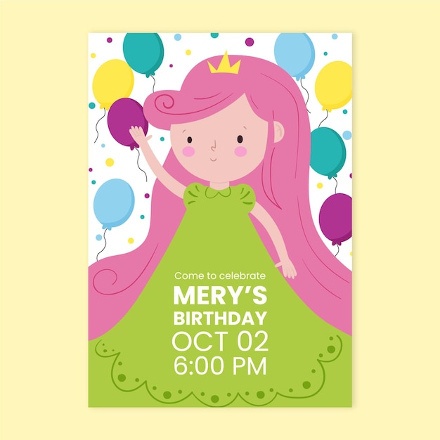 Princess Birthday Invitation Template – Free Download