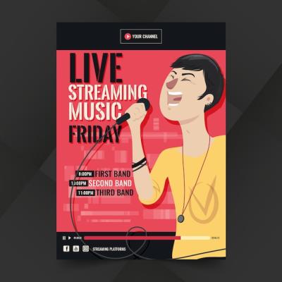 Live Streaming Music Poster – Free Download