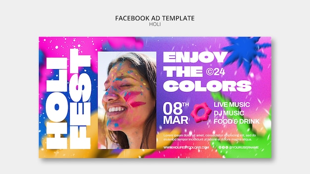 Holi Festival Celebration Facebook Template – Free Download