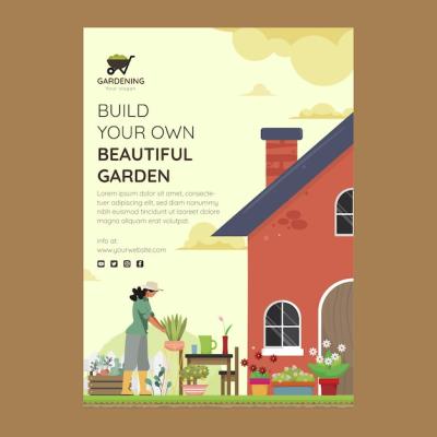 Gardening Poster Template Design – Free Download