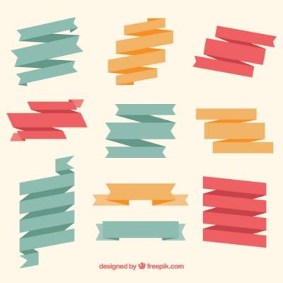 Flat Colored Ribbon Collection – Free Download, Free Stock Photo