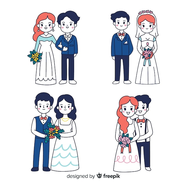 Hand Drawn Wedding Couple Collection for Free Download