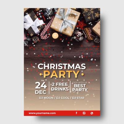 Christmas Party Poster Template with Photo – Free Download