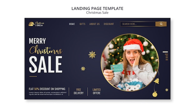 Christmas Sales Landing Page Template with Golden Details – Free to Download