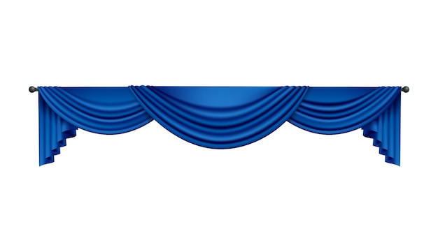 Luxury Curtain Vector Illustration: Realistic Blue Curtains Composition – Free Download