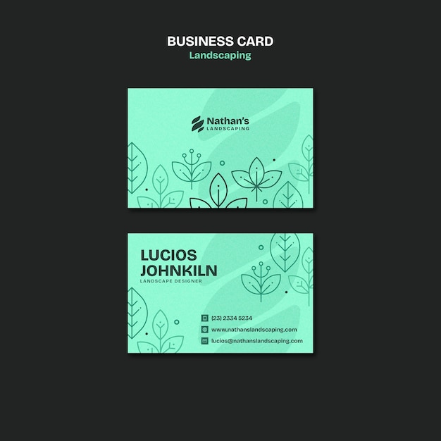 Flat Design Landscaping Service Business Card – Free Download