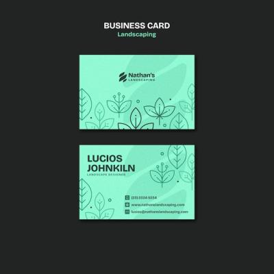 Flat Design Landscaping Service Business Card – Free Download