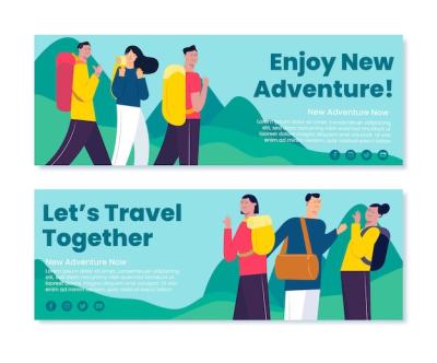 Flat Design Adventure Horizontal Banners – Free Stock Photos for Download