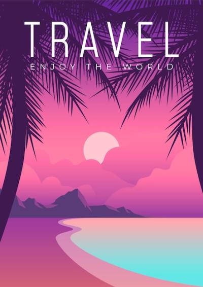 Exotic Place Travel Poster Design Illustration – Free Download