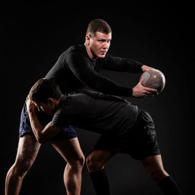 Dynamic Male Rugby Players in Action – Free Download