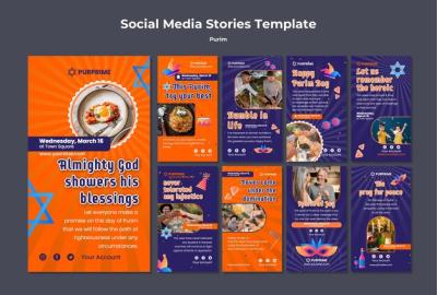 Purim Celebration Instagram Stories Collection – Free Download