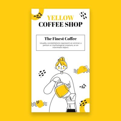 Hand Drawn Yellow Coffee Shop Instagram Story – Free Download