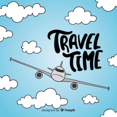 Hand Drawn Plane Travel Background for Free Download