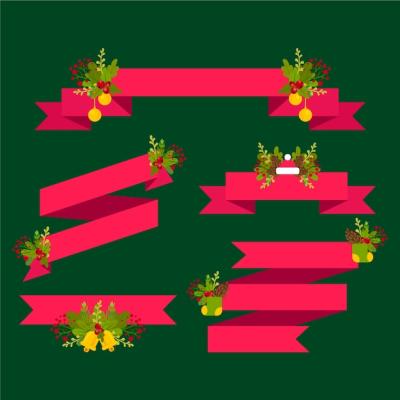 Christmas Ribbon Collection – Free Download Vector Templates