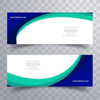 Abstract Wave Header Design Set Vector Illustration – Free Download