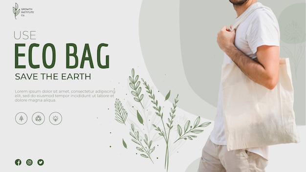 Eco Bag Recycle for Environment and Leaves Banner – Free Download