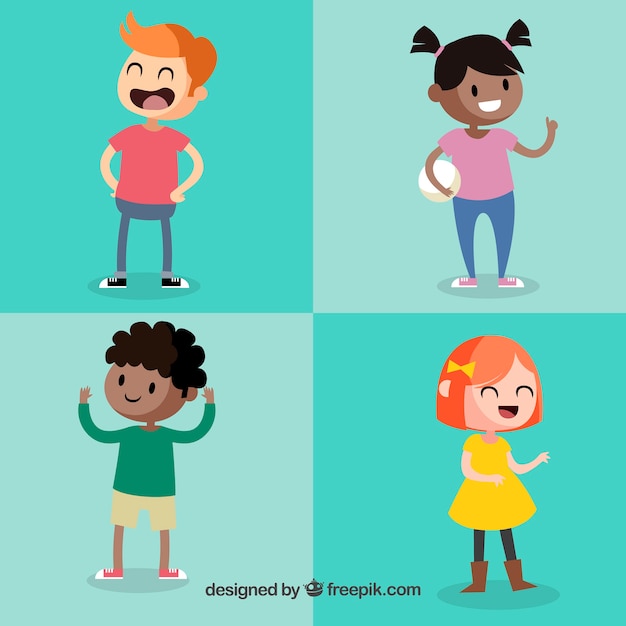 Four Different Kids Vector Templates – Free Download