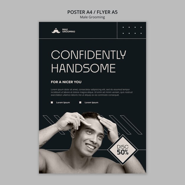 Male Grooming Template Design for PSD – Free to Download