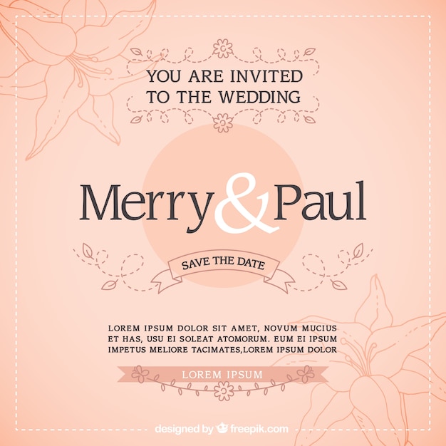 Floral Wedding Invitation Sketches – Free Download