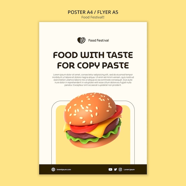 Realistic Food Festival Poster Template – Download Free Stock Photo