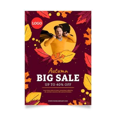 Hand Drawn Autumn Vertical Sale Poster Template – Download Free Stock Photo