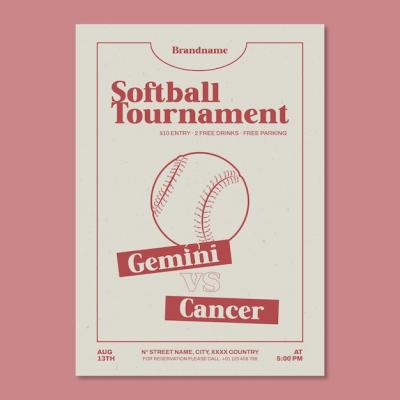 Softball Poster Template Design – Free Download