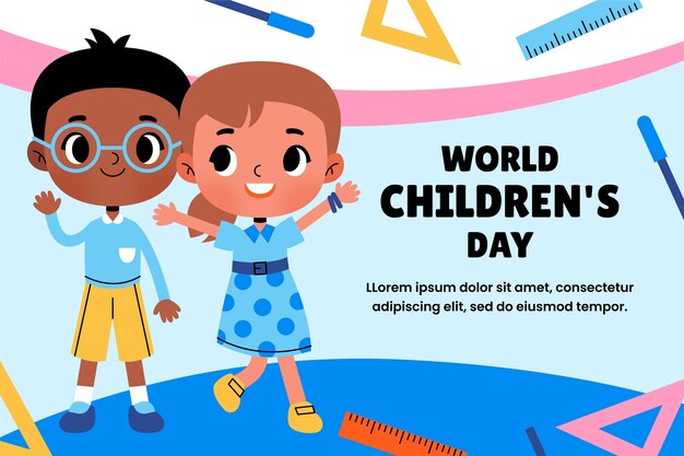 Flat Background Celebrating World Children’s Day with Kids Playing – Free Download