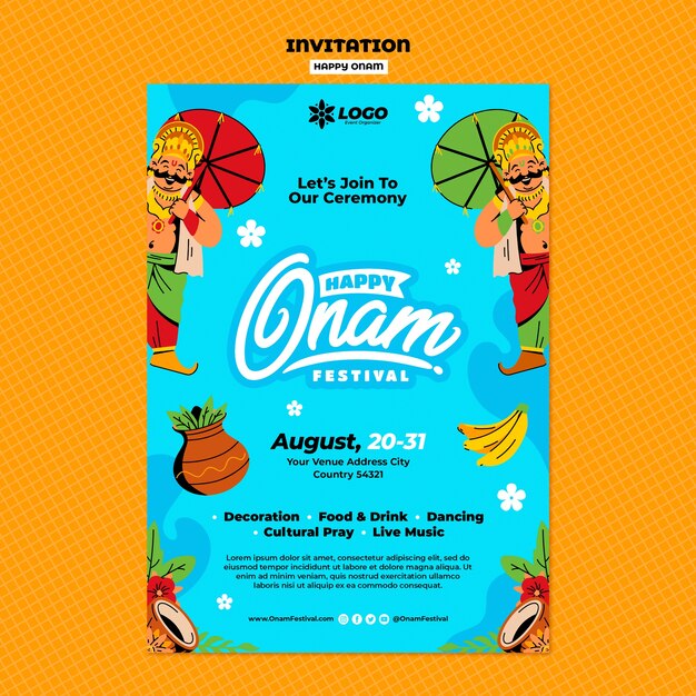 Onam Festival Celebration Invitation Template – Free Download