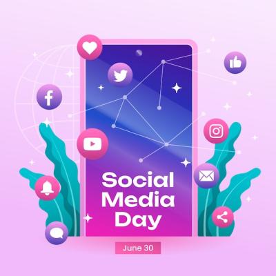 Gradient Illustration for Social Media Day Celebration – Free Download