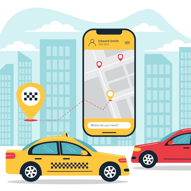 Taxi App Concept Illustration Theme – Free Download