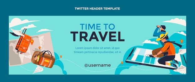 Flat Design Travel Twitter Header – Free Download