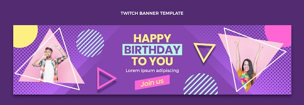 Gradient Halftone Birthday Twitch Banner – Free Download