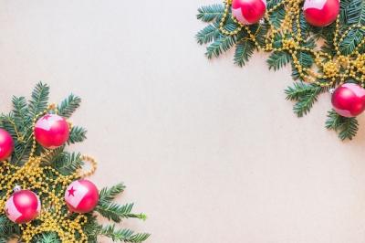 Christmas Balls on Ornamented Fir Twigs and Beads – Free Download