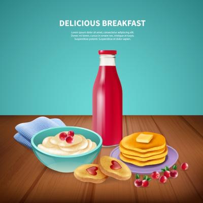 Realistic Breakfast Vector Template – Free Download