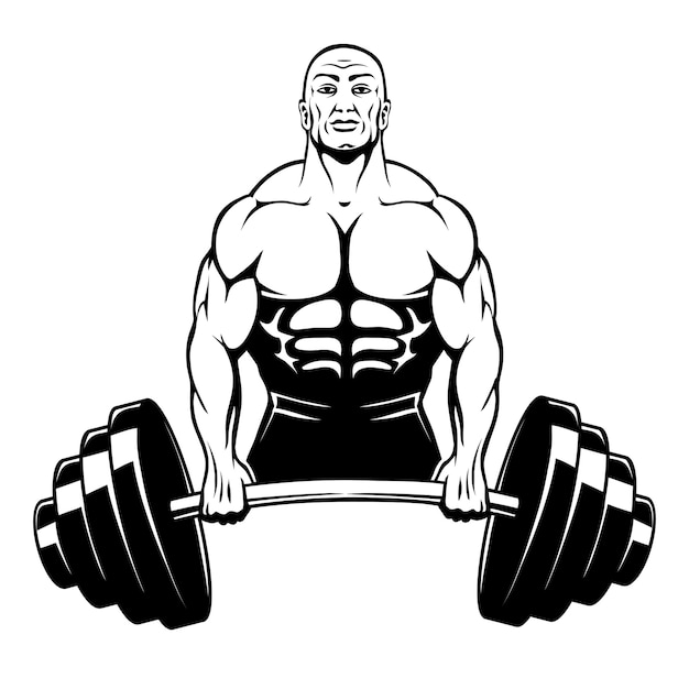 Muscle Man Bodybuilder with Large Barbell and Heavy Weights – Free Download