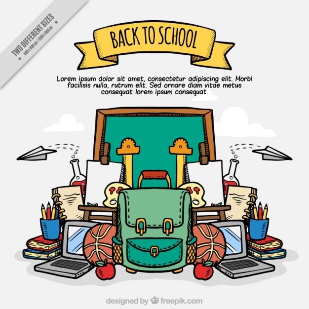 Hand-Drawn School Accessories Background – Free Download