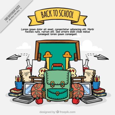 Hand-Drawn School Accessories Background – Free Download