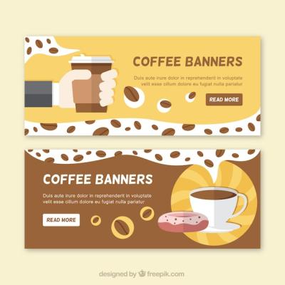 Coffee Banners in Flat Design – Free Download