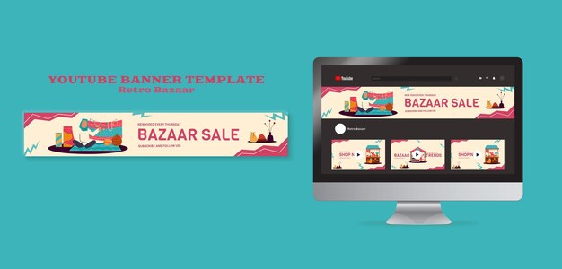 Retro Bazaar YouTube Banner Template – Free Download